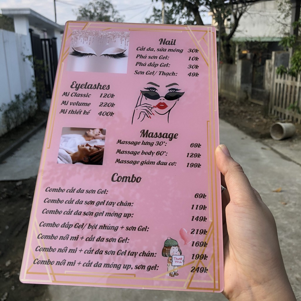 Menu mika in theo yêu cầu_ Menu tiệm nail