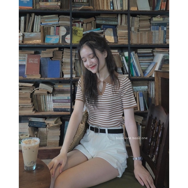 Áo mongtoghi kẻ nhỏ cổ polo co giãn Bazic one