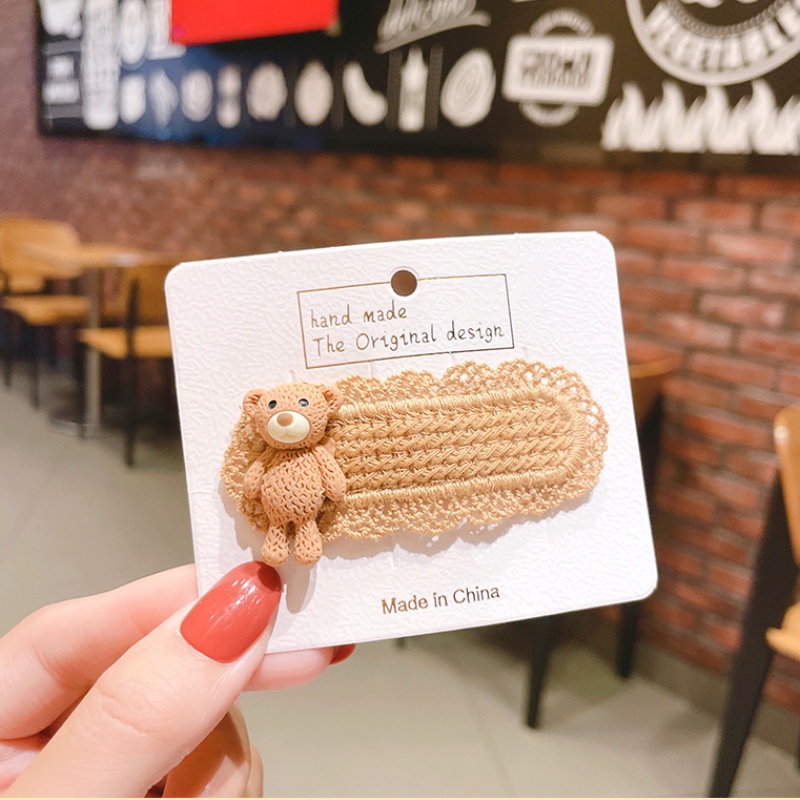 Kẹp Tóc Vải Hình Gấu Dễ Thương Cho Nữ