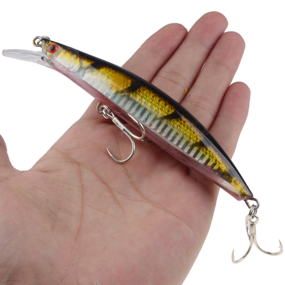 Mồi Câu Cá Giả Bằng Nhựa ABS Cứng Mắt 3D Kích Thước 13cm / 23g Kèm 2 Vòng Nhẫn# Mồi Câu Cá Giả Có Móc Chuyên Dùng