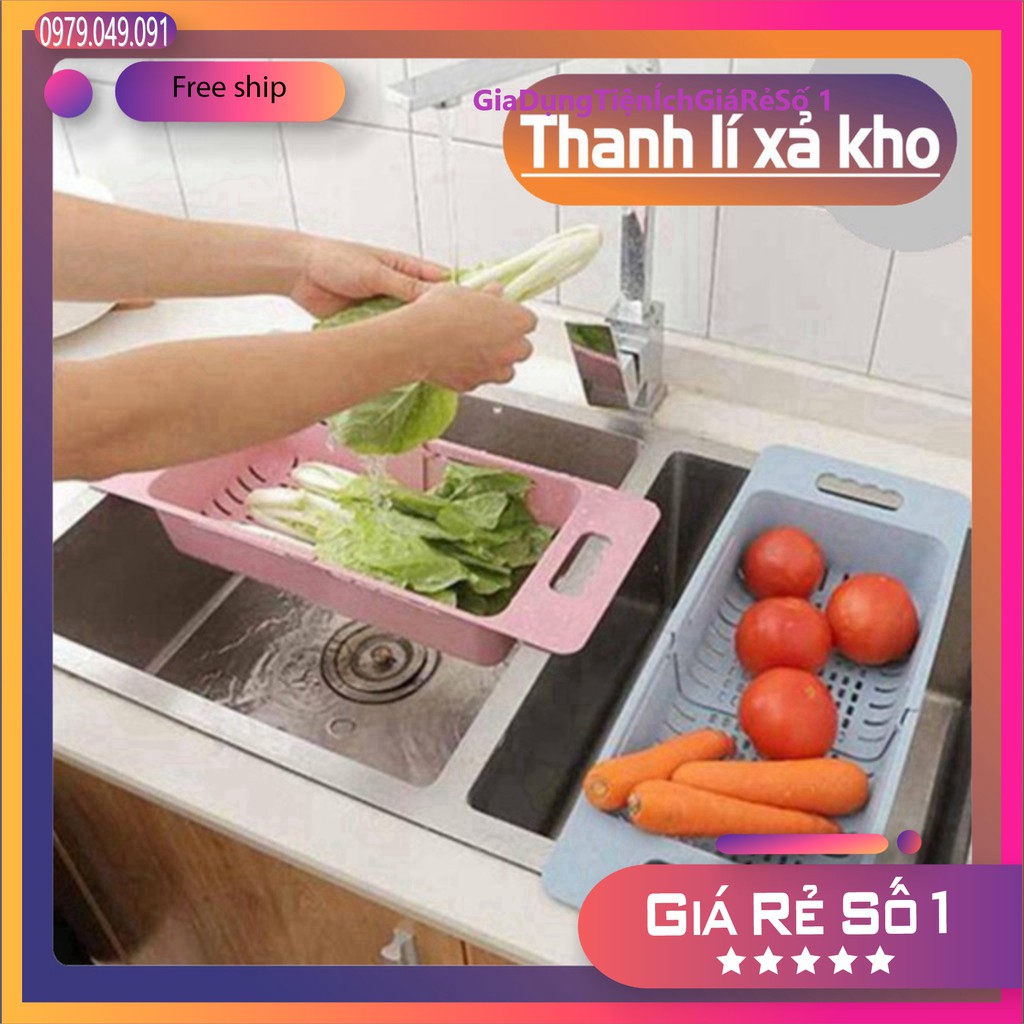 Rổ gác bồn rửa bát thông minh gấp gọn, khay nhựa đa năng có thể điều chỉnh kích thước.(5613)