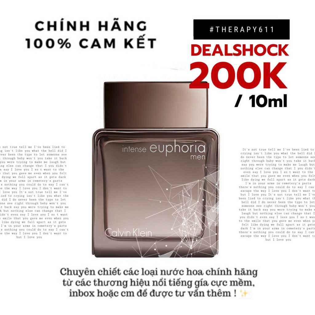 [𝗦𝗔𝗟𝗘]..::✨Mẫu thử nước hoa CK Euphoria Man EDT Intense Test 10ml/20ml✨::.. -𝕂𝔻𝕡𝕖𝕣𝕗𝕦𝕞𝕖𝕤