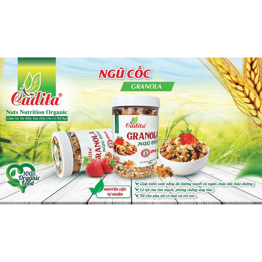 GRANOLA NGŨ CỐC TRỘN HŨ NHỰA 500GR