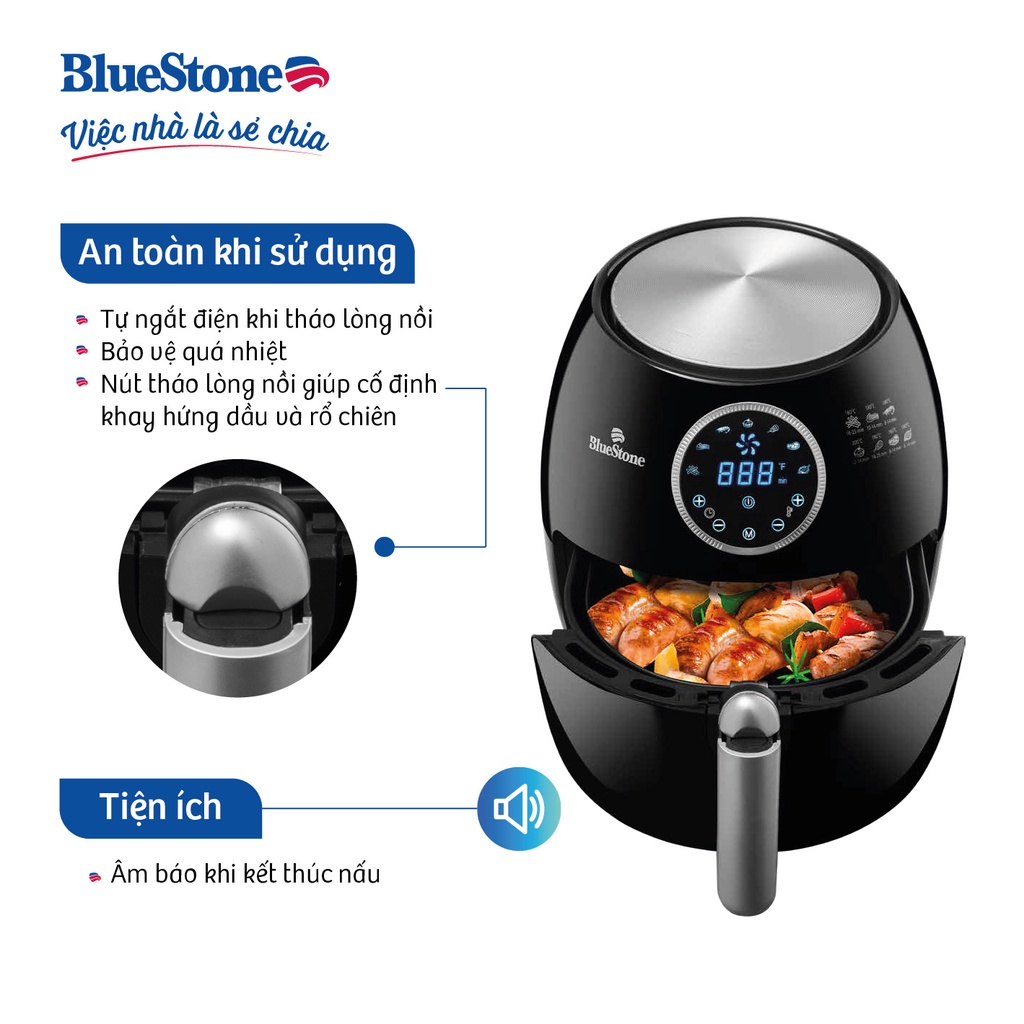 [Mã ELHAMS5 giảm 6% đơn 300K] Nồi Chiên Không Dầu Điện Tử Bluestone AFB-5873,5.5Lit - 1800W, Bảo Hành Chính Hãng 2 Năm