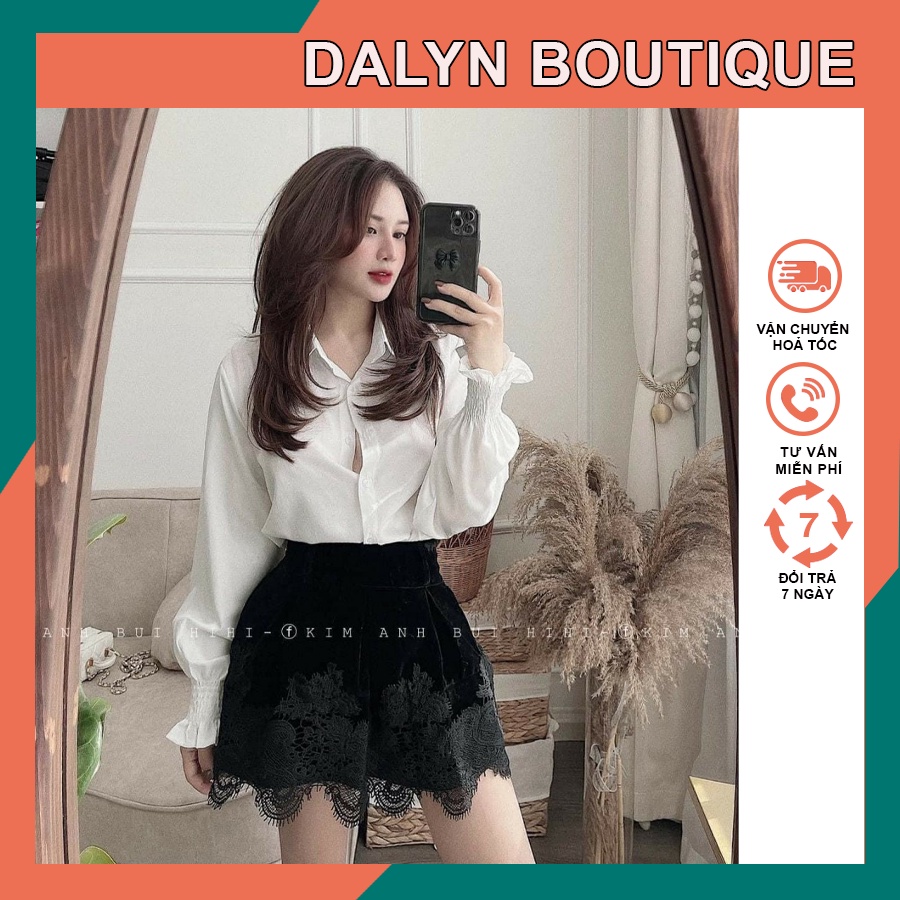 Áo Sơ Mi Nữ Trắng Dáng Rộng Tay Chun Cổ Đức Freesize DALYN