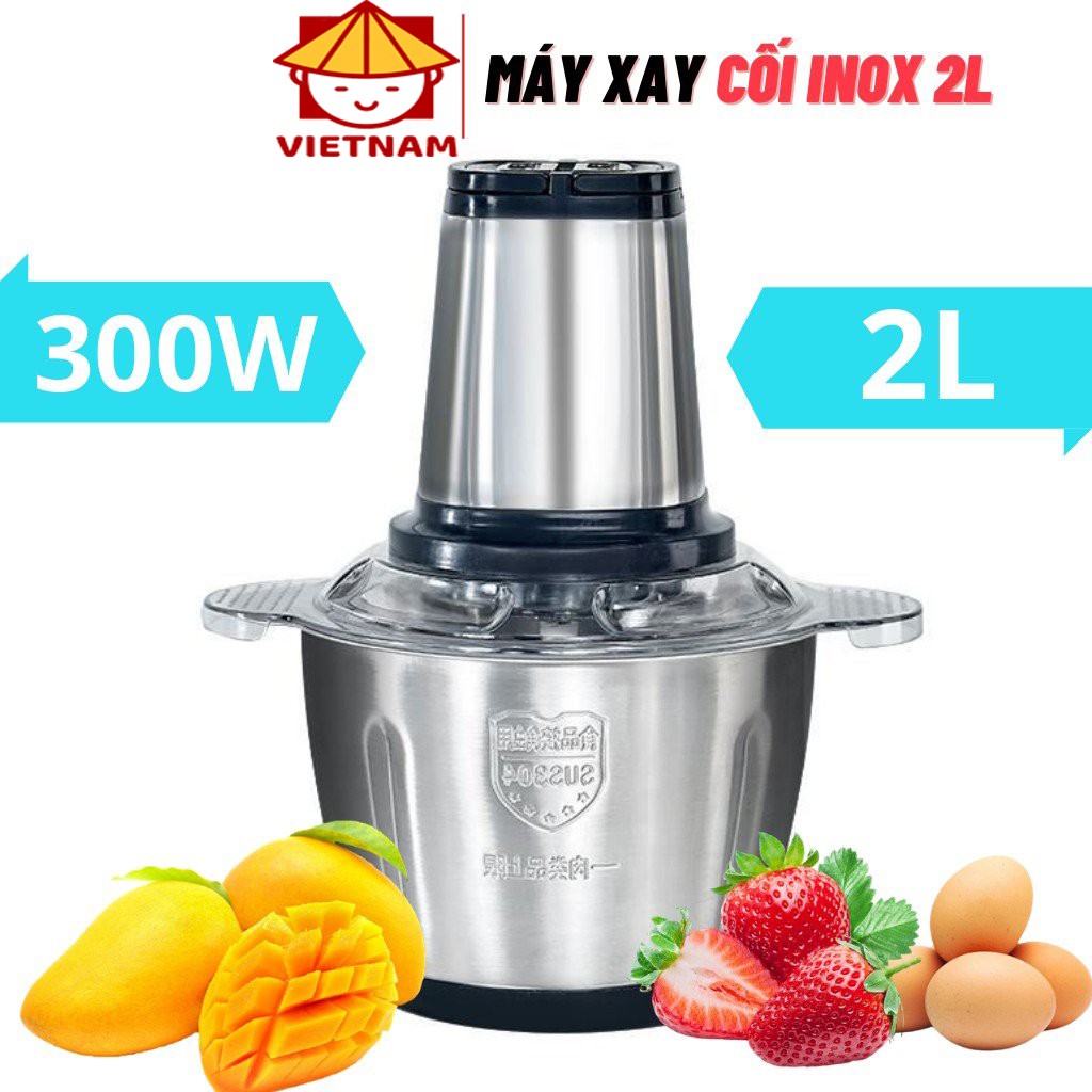 Máy Xay Thịt,Cối Inox 4 Lưỡi Đa Năng, Máy Xay Cầm Tay Đa Năng 2 Lít Công Suất Lớn 250W-300W,Bảo Hành 6 Tháng