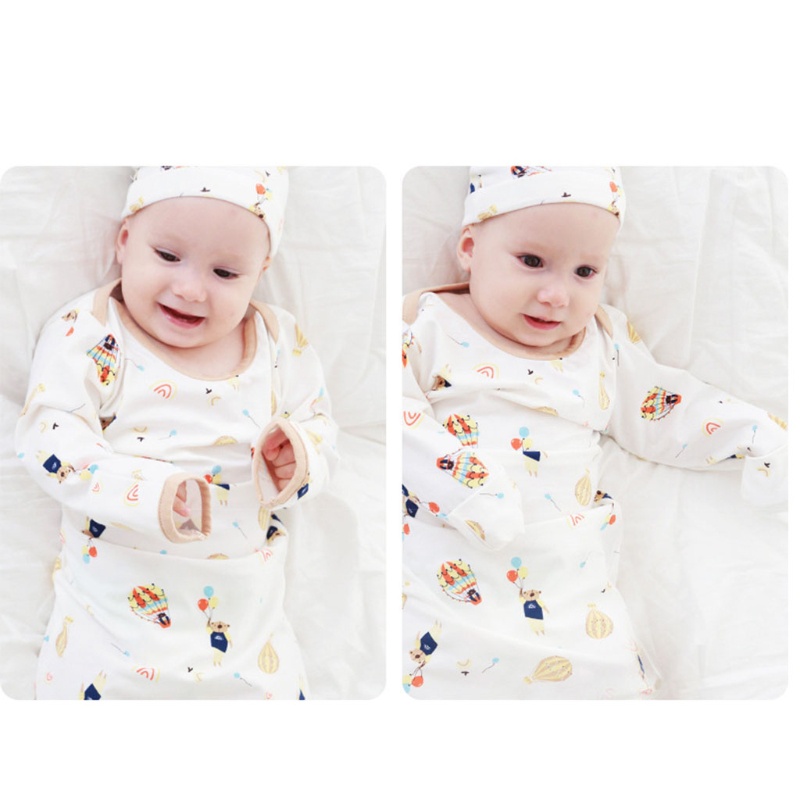 Bộ Áo Liền Quần Bằng Cotton Kèm Nón Xinh Xắn Dành Cho Bé