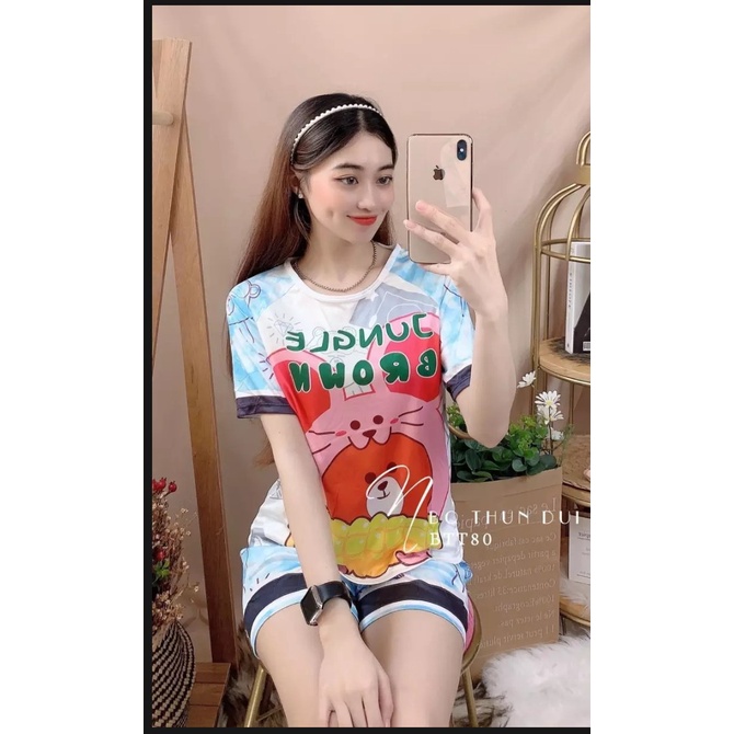 Đồ Bộ Đùi Mặc Nhà Hình Gấu 3D Phối Loang Màu Xinh Xắn Đáng Yêu ,Vải Thun Mềm Mại Freesize Dưới 58kg | BigBuy360 - bigbuy360.vn