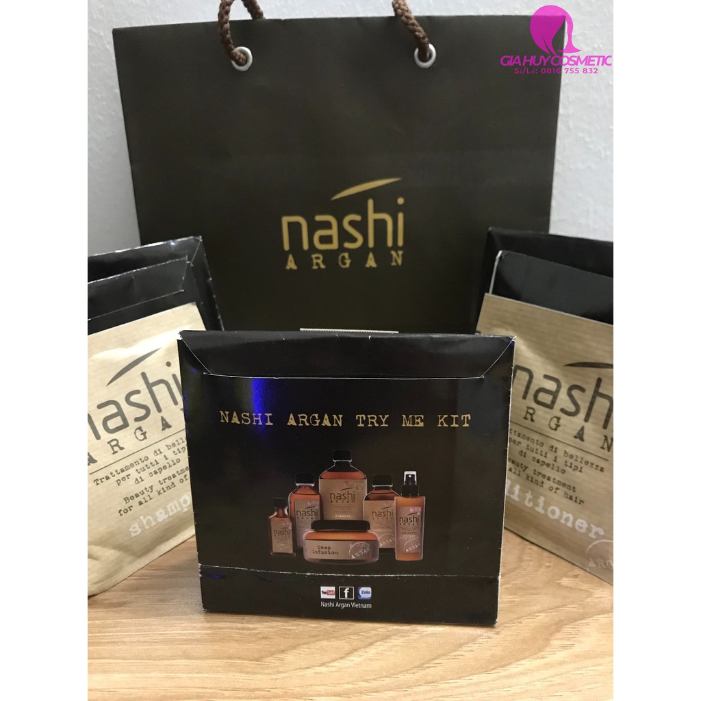 NASHI DẦU GỘI DẦU XẢ DÙNG THỬ NASHI ARGAN 15ML CHÍNH HÃNG