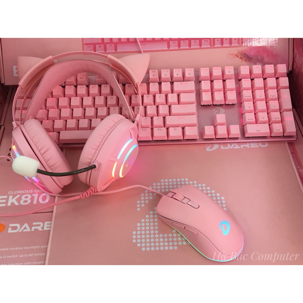 Bàn Phím Cơ DAREU EK810 PINK - Led Pink (USB/Red switch) - Bàn Phím Gaming Màu Hồng Chính Hãng