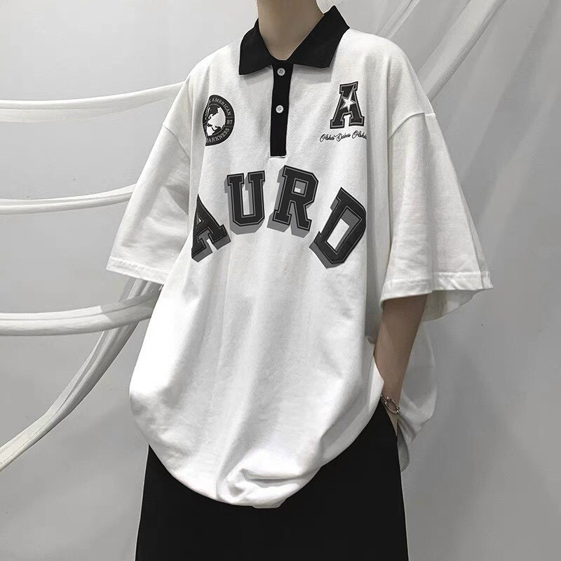 Áo Thun Polo Form Rộng Tay Lỡ Unisex Nam Nữ AURD Siêu Cá Tính Camshop