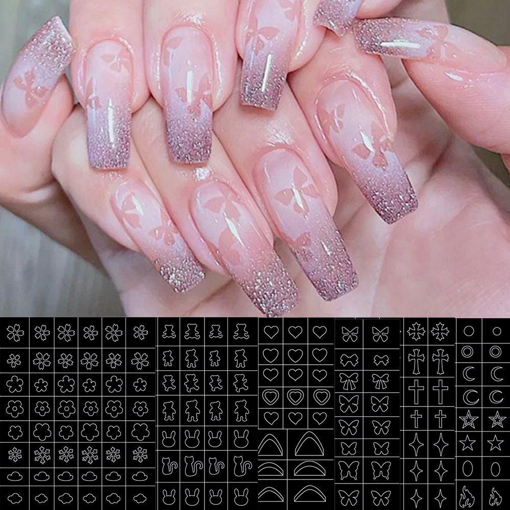 Khuôn Trang Trí Móng Nghệ Thuật Hình Đám Mây Trái Tim Ngôi Sao Dạng Trượt Tự Dính Dành Cho Salon
