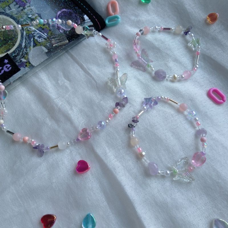 Set Choker+ Vòng tay handmade hạt cườm pastel😽😽