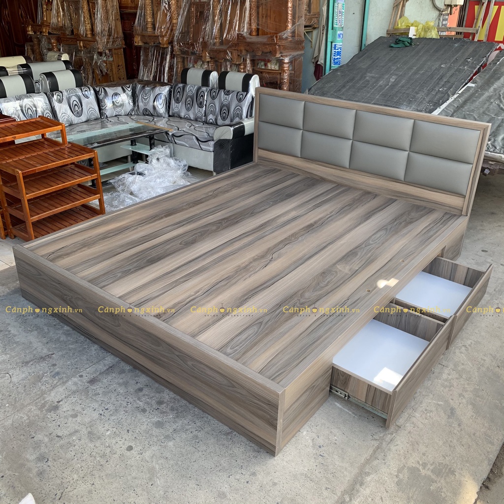 Giường ngủ bọc nệm gỗ MDF 2 hộc kéo CPX-G46