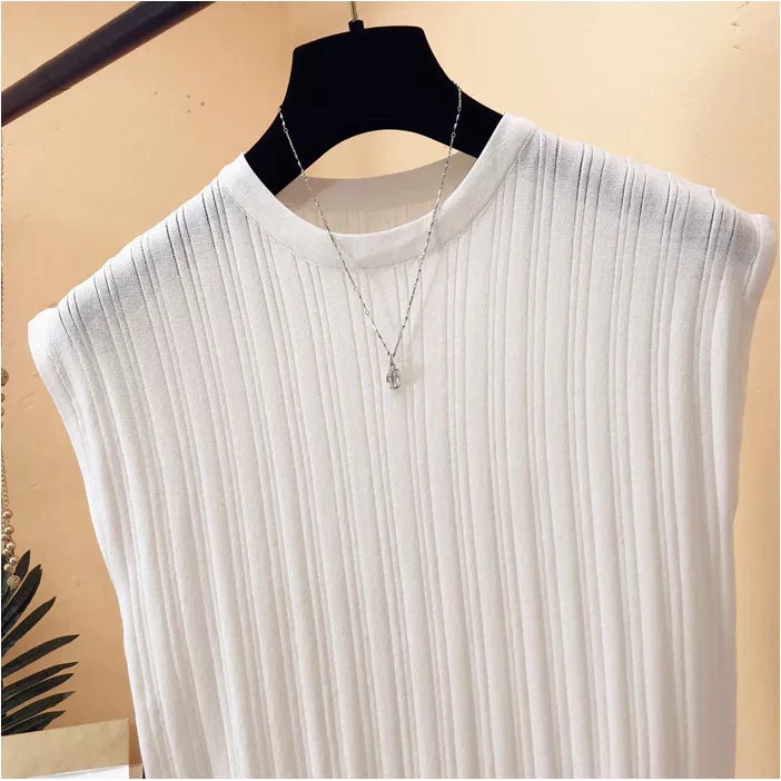 Áo len hè cổ tròn tay hến cho nữ