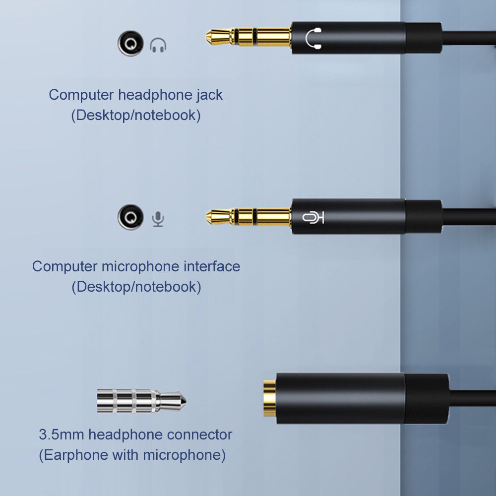 Cáp chuyển đổi âm thanh kèm mic cho máy tính điện thoại thông minh tai nghe sang cáp chuyển đổi máy tính