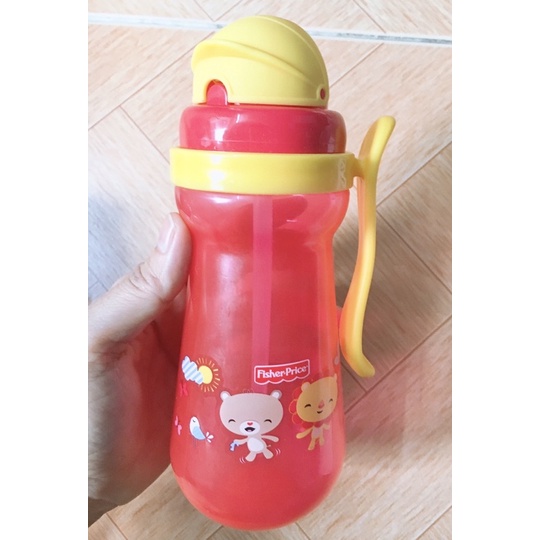 Bình nước ống hút silicone mềm 360ml Fisher Price FP20 upass