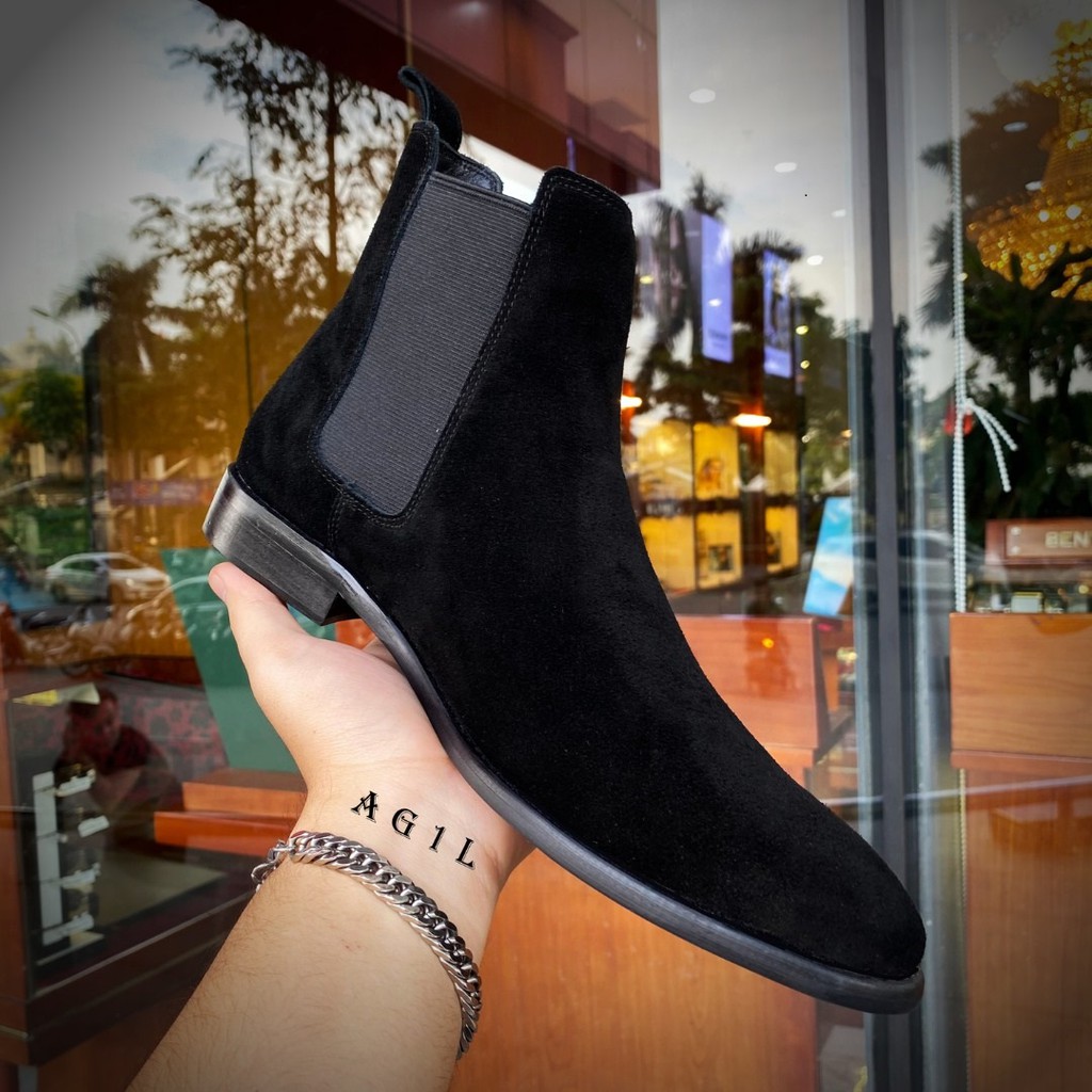 Chelsea Boots màu đen chất liệu da lộn thời trang nam