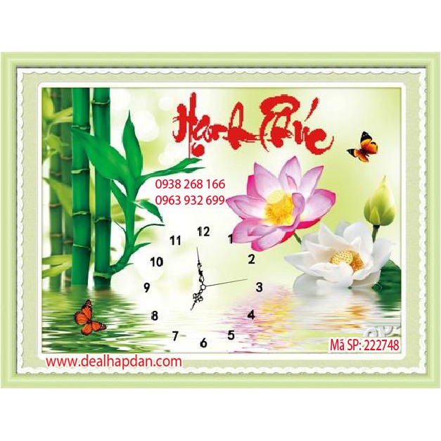 Tranh thêu chữ thập 3D - Đồng Hồ Chữ Hạnh Phúc 222748 (60x47cm)