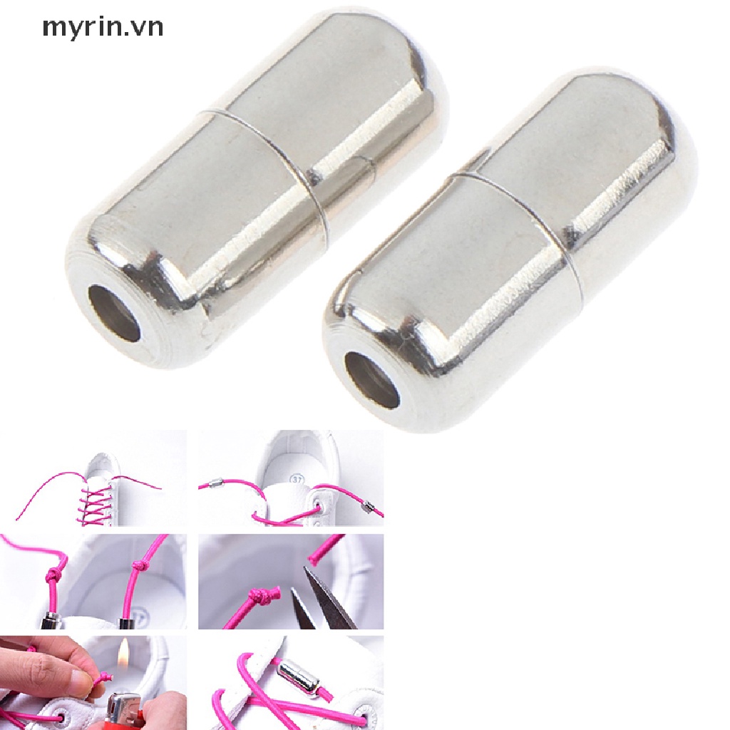 Set 2 Khóa Dây Giày Bằng Kim Loại DIY Không Cần Buộc Tiện Lợi