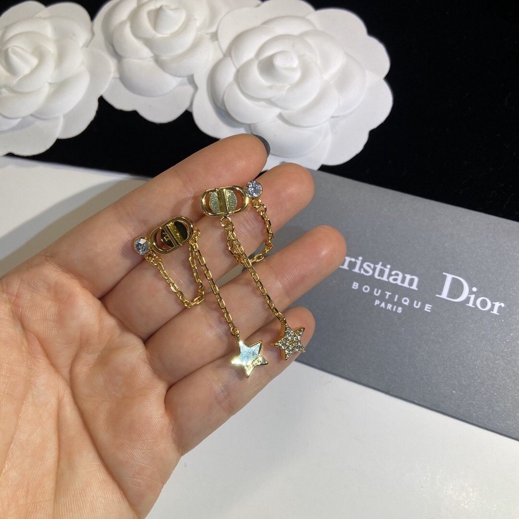 DIOR Khuyên Tai Bạc S925 Họa Tiết Chữ CD Thời Trang Dành Cho Nữ
