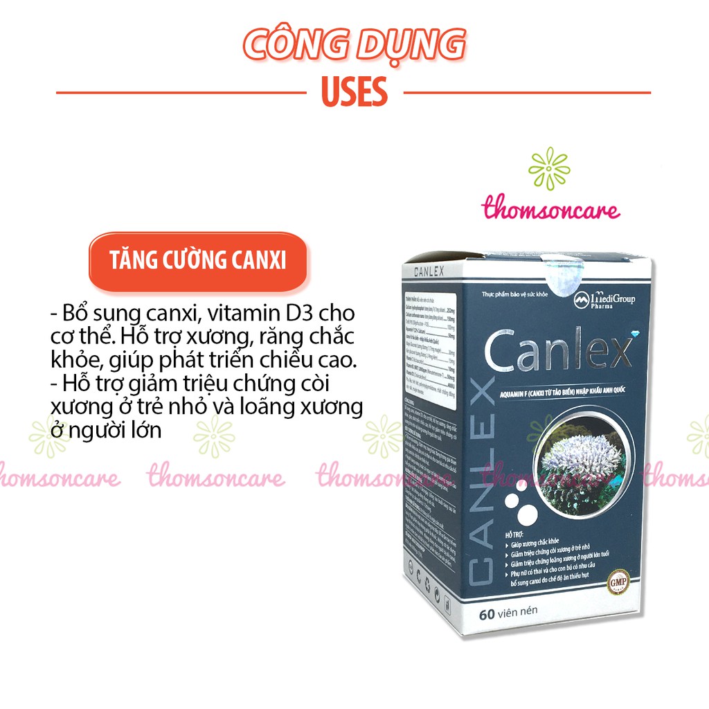 Canlex Bổ sung canxi hữu cơ từ tảo biển, phòng ngừa loãng xương Hộp 60 viên