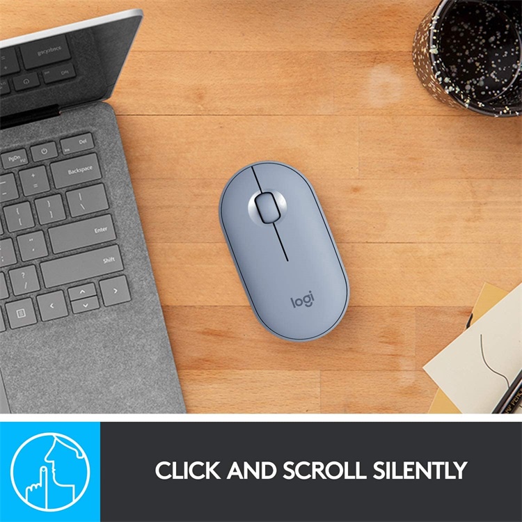 Chuột máy tính Logitech PEBBLE M350 mỏng nhẹ không dây kết nối Bluetooth 1000DPI Hàng chính hãng