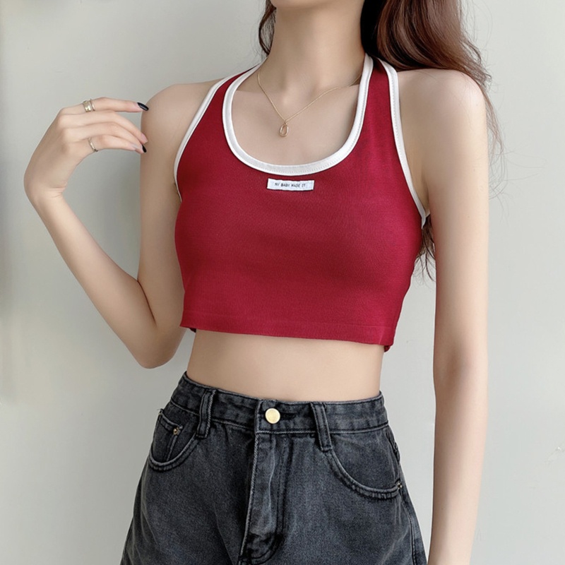 Áo Croptop Dệt Kim Cổ Tròn Trễ Vai Dáng Ôm Thời Trang Mùa Hè Quyến Rũ Cho Nữ