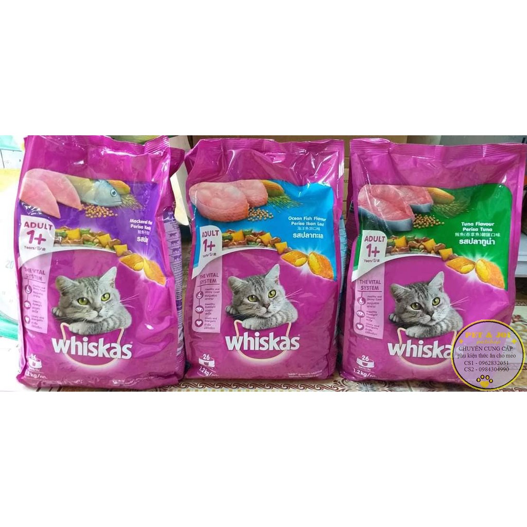 [1,2KG] Hạt mèo whiskas⚡SIÊU_ƯU_ĐÃI⚡ NHIỀU VỊ CHO MÈO CƯNG - PET&amp;JOI