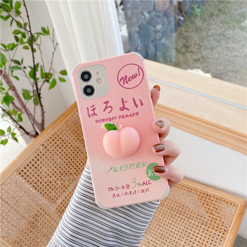 Ốp lưng TPU silicon mềm chống va đập hình trái đào 3D cho IPHONE 12 11 PRO MAX X XS MAX XR 8 7 PLUS