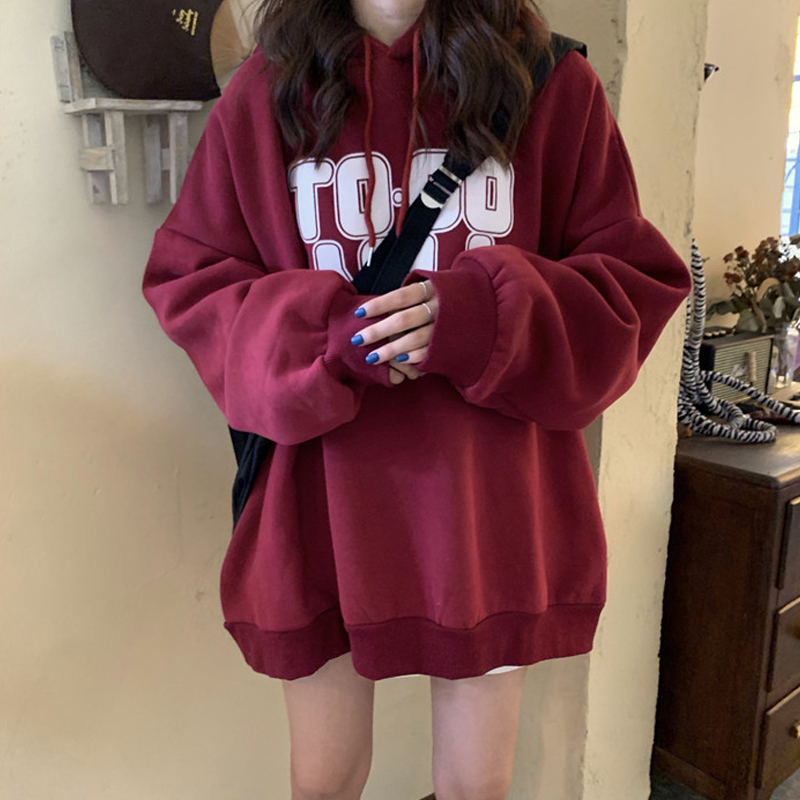 Áo Hoodie Nỉ Dày Dáng Rộng In Chữ Kiểu Hàn Quốc Thời Trang Thu Đông 2020 Cho Các Cặp Đôi