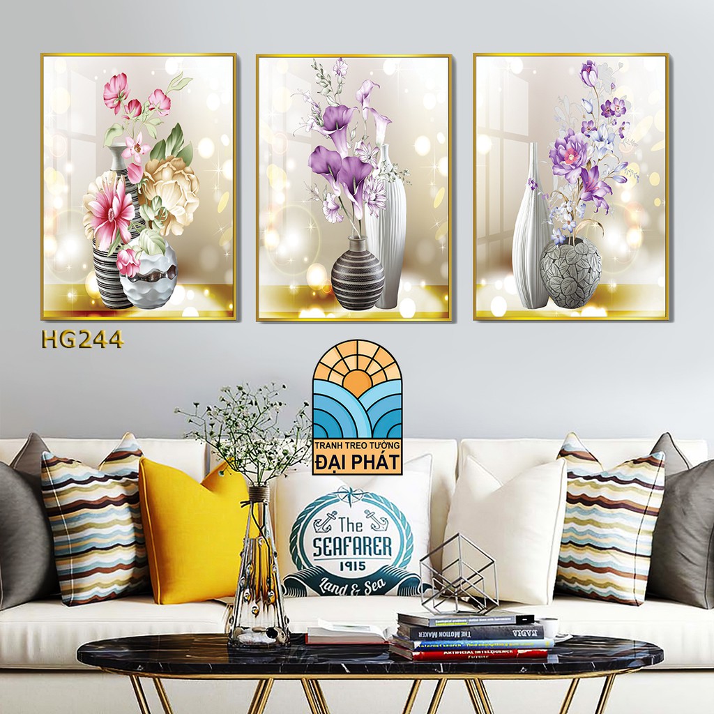 Bộ 3 tấm tranh tráng gương cao cấp có kèm khung