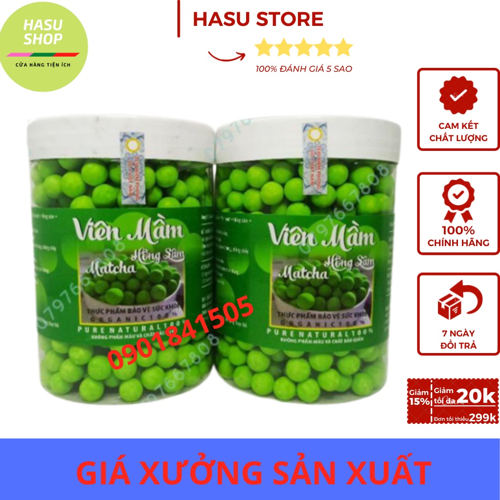 Sỉ 500gr Viên Mầm Đậu Nành Hồng Sâm matcha