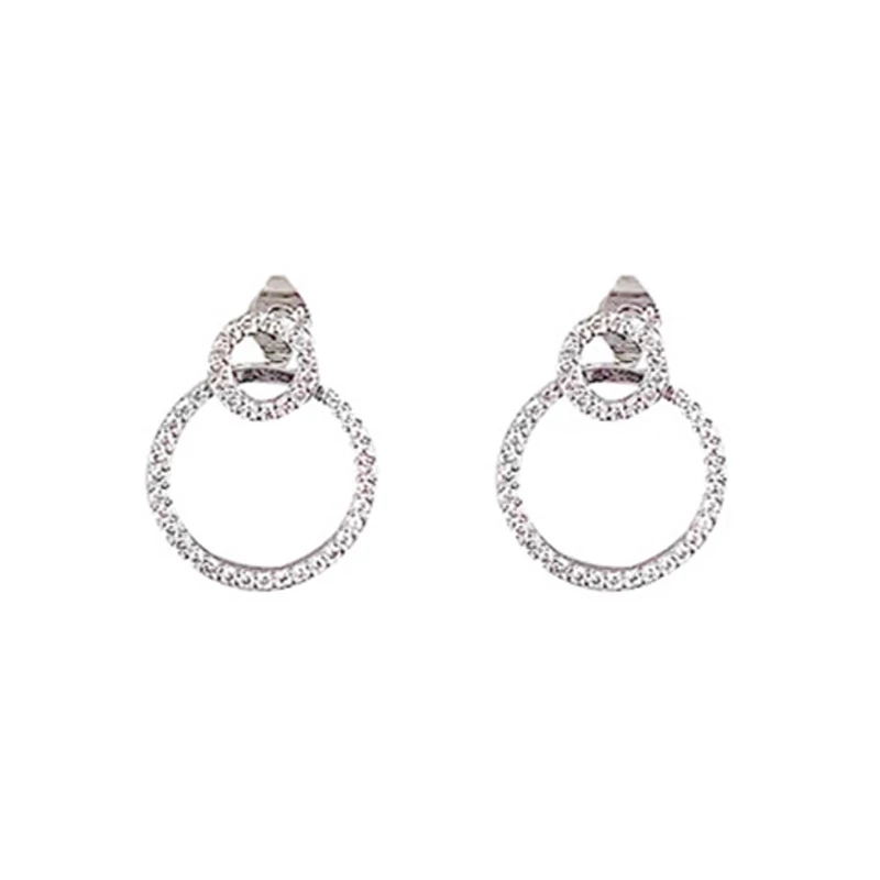 1 Đôi Khuyên Tai Tròn Đính Đá Thời Trang Cho Nữ