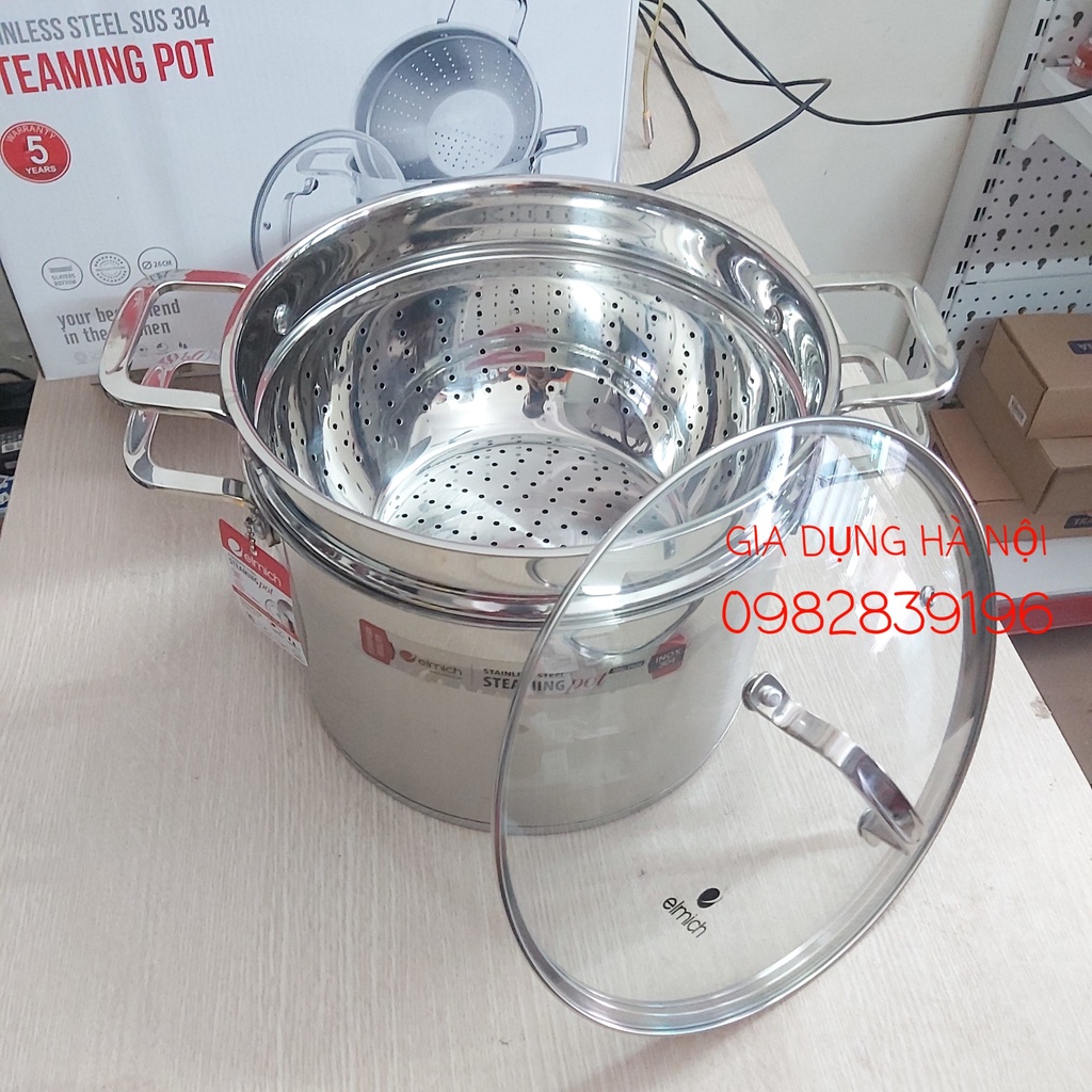Nồi hấp inox ELMICH 26CM 3361 20cm , Hấp gà nguyên con 5 LỚP ĐÁY, NHẬP KHẨU SÉC