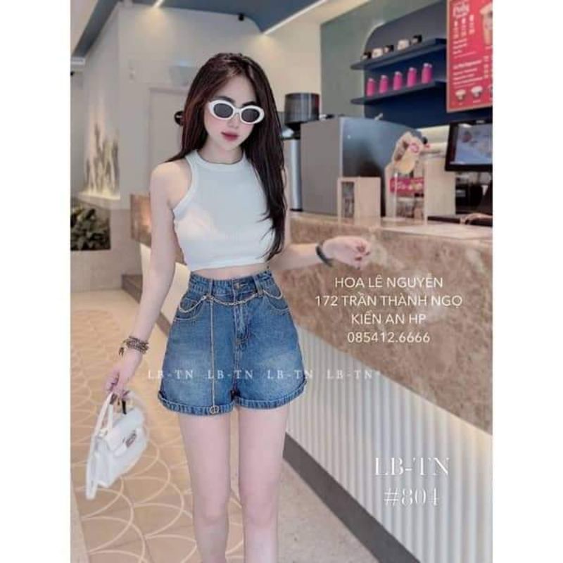 Quần sooc jeans kèm đai xích hàng QCL1