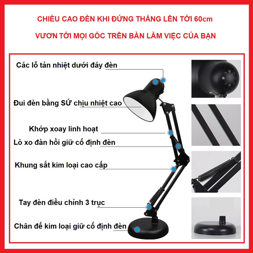 Đèn Học Để Bàn Chống Cận Thị DESK LAMP, Đèn Led Xoay 360 độ Có Chân Kẹp, Ánh Sáng Trung Thực - [Giá Hủy Diệt]