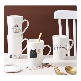 Ly sứ, tách sứ, ly cafe, ly decor 280 ml bằng sứ hoạ tiết mèo rất dễ thương.