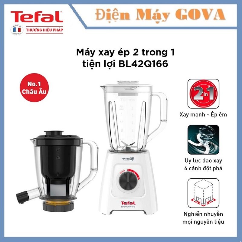 Máy Xay Sinh Tố và Ép Trái Cây Tefal BL42Q166- 2L-Hàng Chính Hãng-BH 2 Năm
