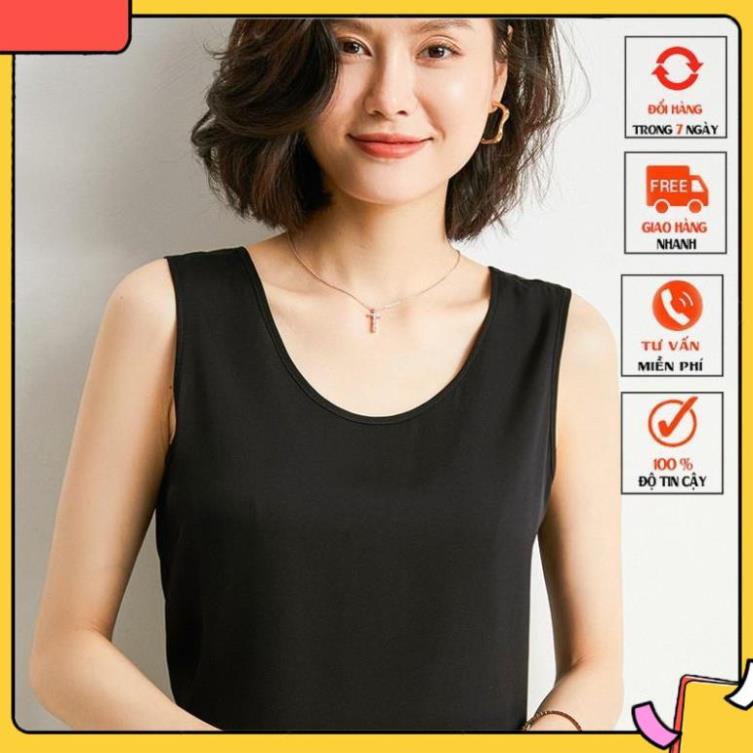 [Hàng loại 1] Áo Ba Lỗ Hai Dây Nữ Lụa Satin Hàn Cao Cấp Madela, Áo 2 Dây Nữ - AKT04