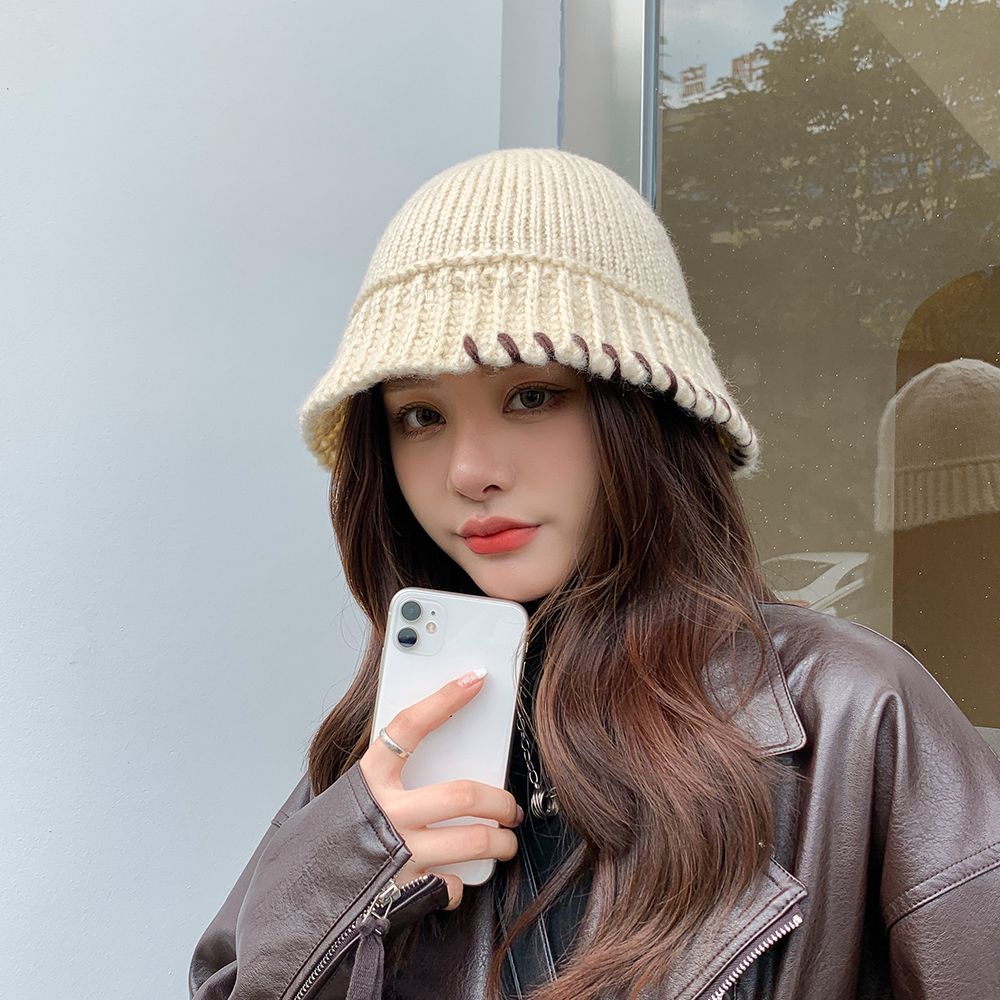 Mũ beanie giữ ấm màu trơn dễ thương cho nữ