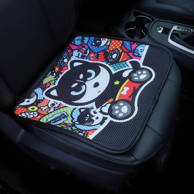Đệm Lót Ghế Ngồi Xe Hơi Bằng Lụa Lạnh Thoáng Khí Họa Tiết Hoạt Hình Dễ Thương