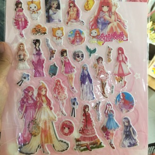 Sticker trẻ em - bộ 4 tranh sticker cho bé - sticker 3d dán trang trí hoạt hình công chúa peppa