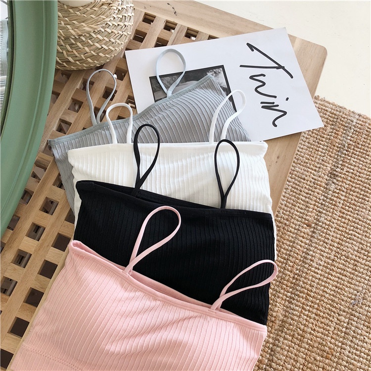 DUNEA Áo Hai Dây Mỏng Có Miếng Đệm Ngực Thời Trang Cho Nữ