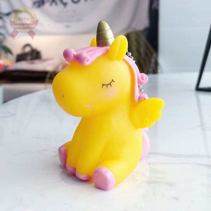 Móc chìa khóa cute hình độc giác Ngồi unicorn Phát ra âm thanh