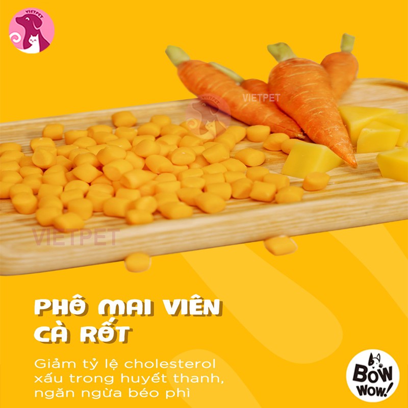 Snack Phô Mai Viên Cà Rốt BOW WOW - Thức ăn hamster, chó, mèo... (100g) CARROT CHEESE BALL DOG TREAT