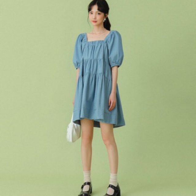 Đầm xinh baby doll tầng xoè + ảnh thật