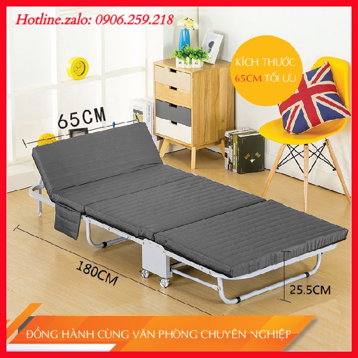 Giường xếp văn phòng thông minh gấp gọn có bánh xe di chuyển, giường ngủ trưa văn phòng gấp gọn giá rẻ