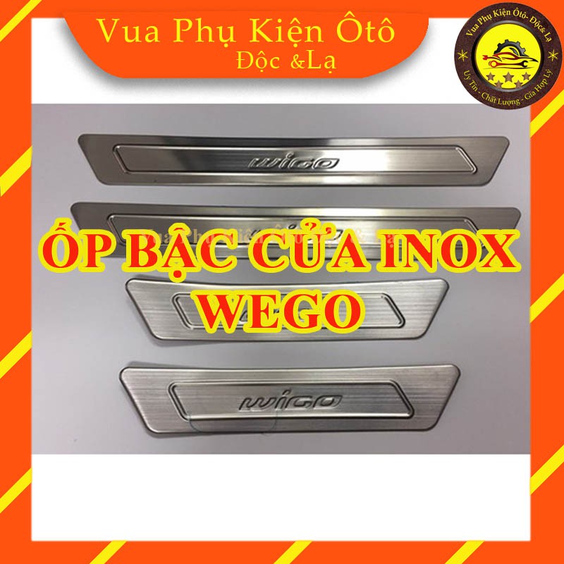 Ốp bậc cửa Toyota Wigo -Bộ 8 miếng inox trong ngoài +Tặng 2 cuộn 3M 2,5 cm*3 mét