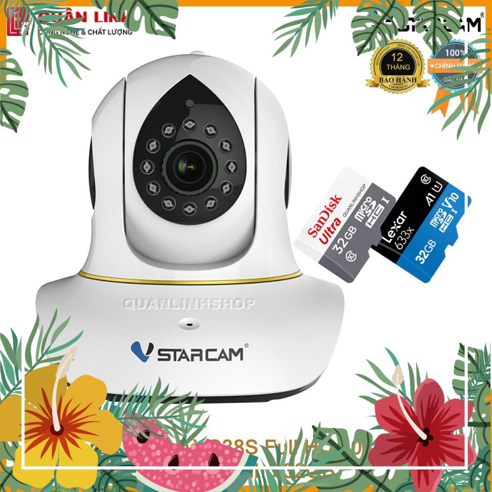 Camera giám sát IP Wifi hồng ngoại ban đêm Vstarcam C38S Full HD 1080P 2MP kèm thẻ nhớ 32GB